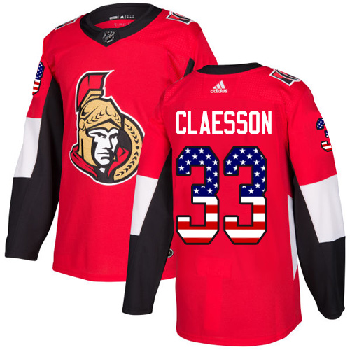 Herren Ottawa Senators Eishockey Trikot Fredrik Claesson #33 Authentic Rot USA Flag Fashion